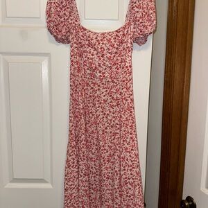 Francesca's Collections Red Floral Midi Dress